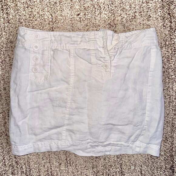 Cynthia Rowley Women's 100% Linen Pull-On Skirt Short White Size 6 - Picture 1 of 8